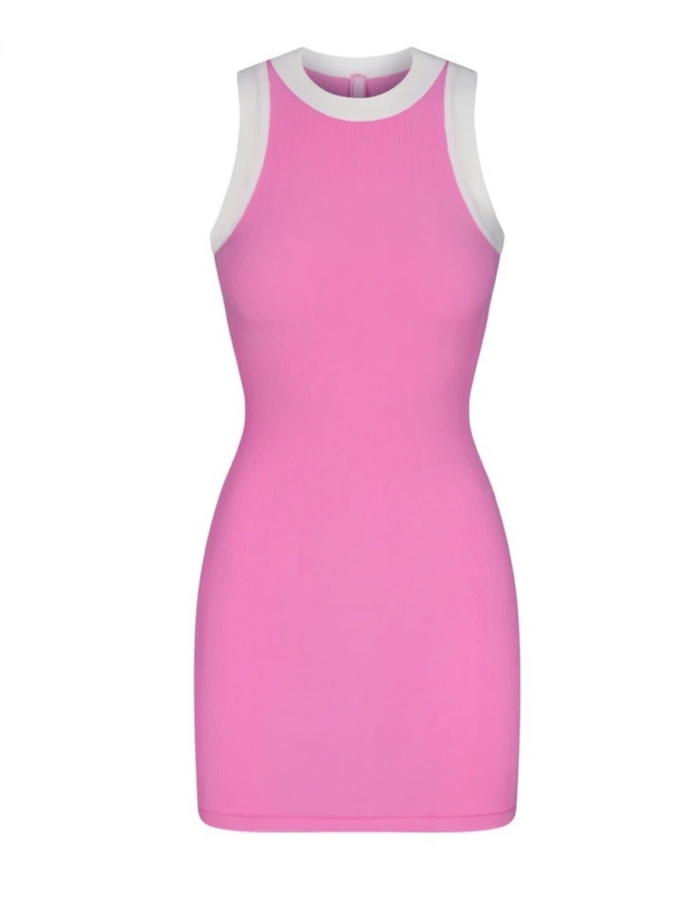 SKIMS NWT Sm Pink Ringer Tank Mini Dress with White Trim